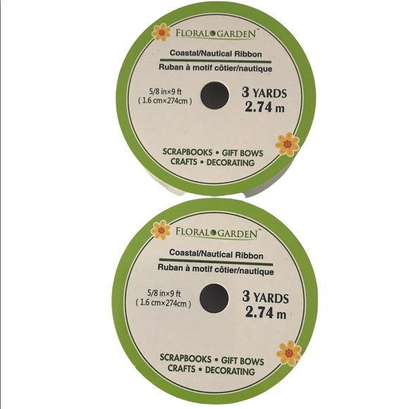 🔸2/$10🔸 Coastal/Nautical Ribbon Two Rolls - Picture 2 of 5